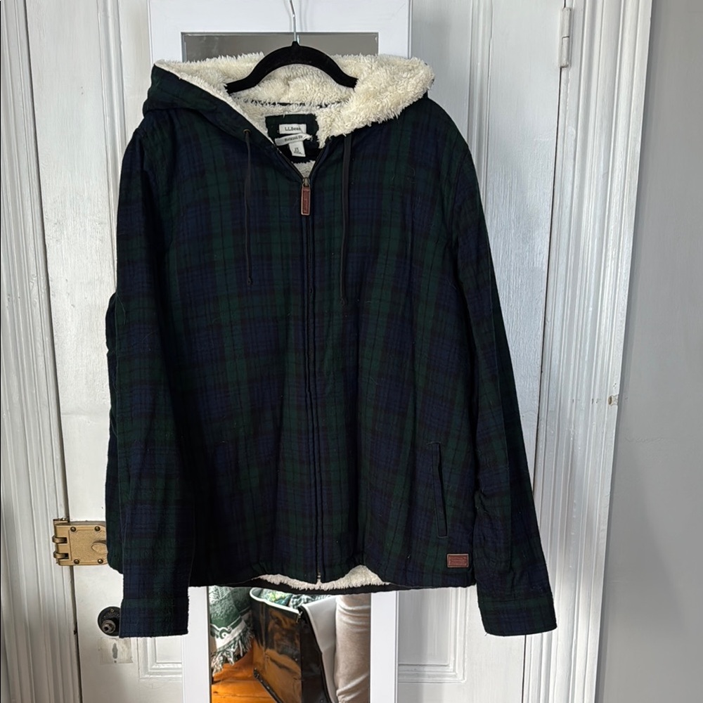 Plaid Hooded L.L. Bean Jacket with Sherpa Lining
